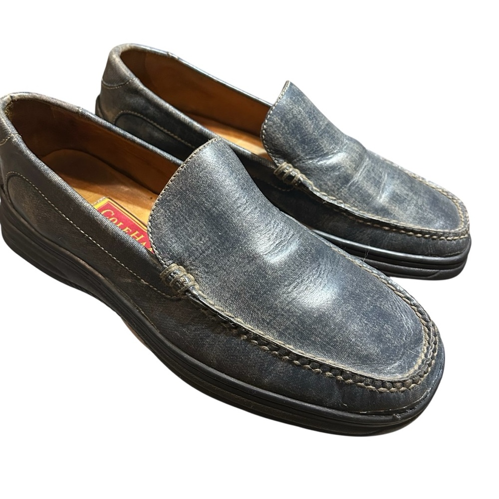 Cole Haan Country Distressed Leather Blue Slip-On Loafers Size 10M